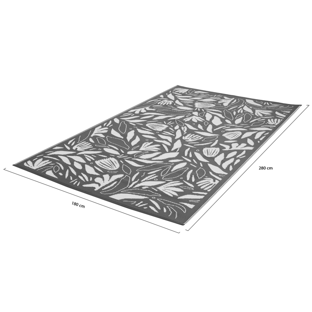 ID MARKET Tapis extérieur FLOWER gris et blanc 180 x 280 CM