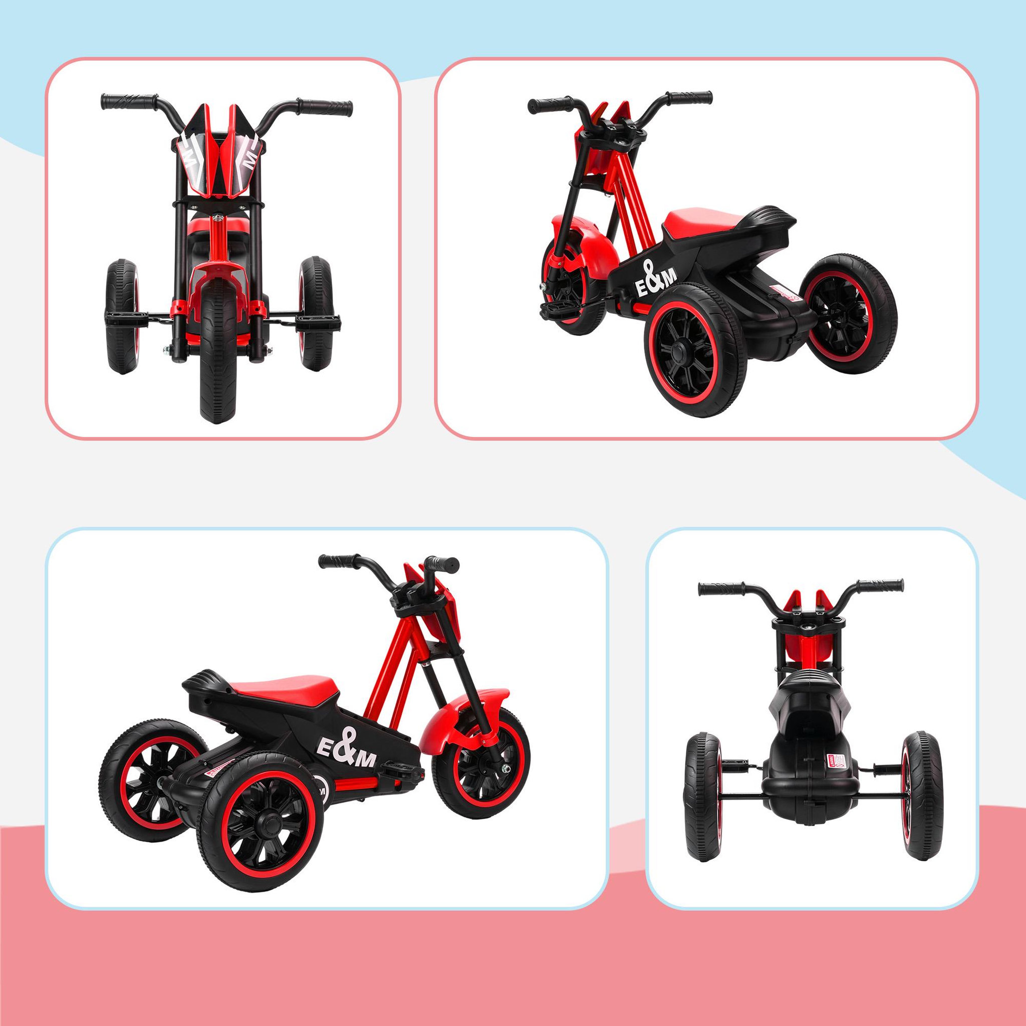 Voir la diapositive 4 : HOMCOM Tricycle enfant moto roues dia. 21,5 cm rouge noir