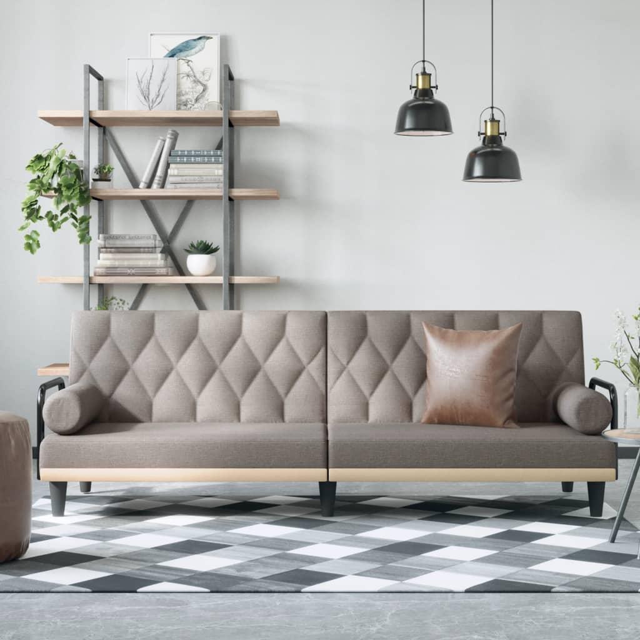 VIDAXL Canape-lit avec accoudoirs taupe tissu