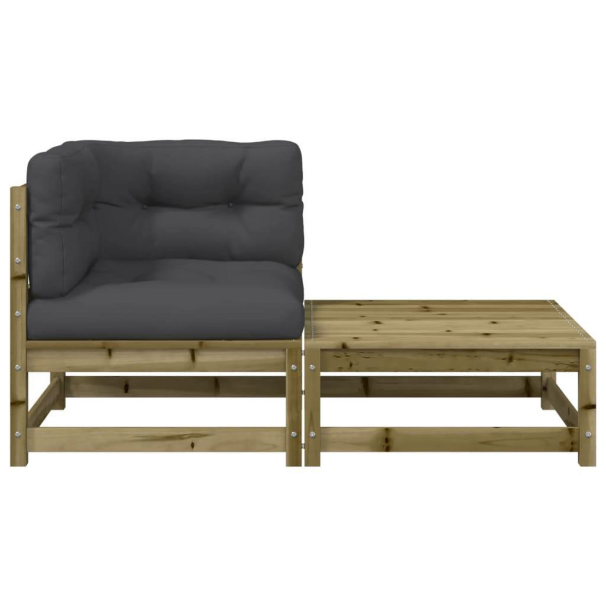 VIDAXL Canape d'angle de jardin avec coussins et repose-pieds