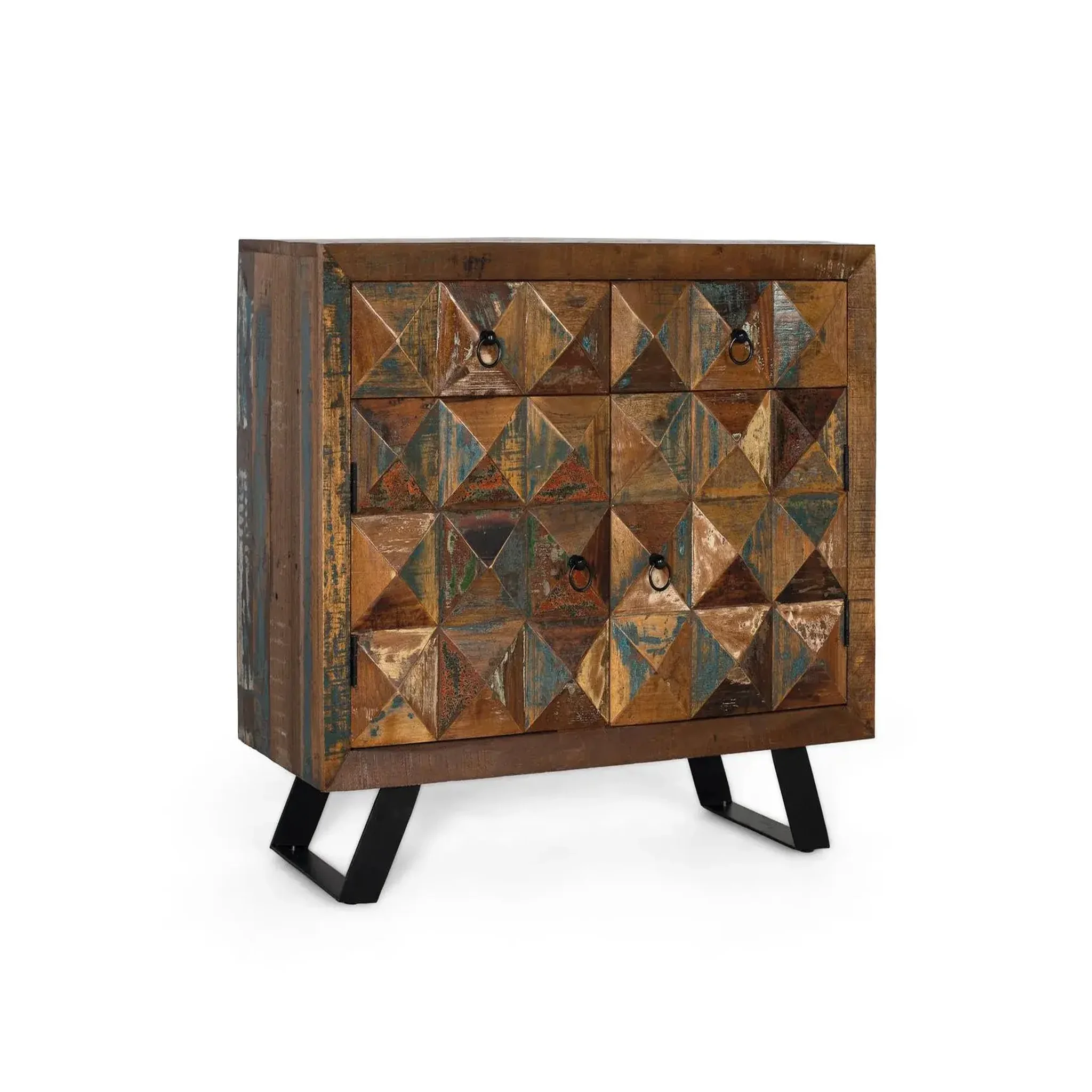 Voir la diapositive 2 : GINER Y COLOMER SL Console en bois recyclé 100 cm style industriel moderne