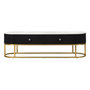 Voir la diapositive 2 : Paris Prix Meuble TV 2 Tiroirs Effet Marbre  Montpellier  150cm Noir & Or