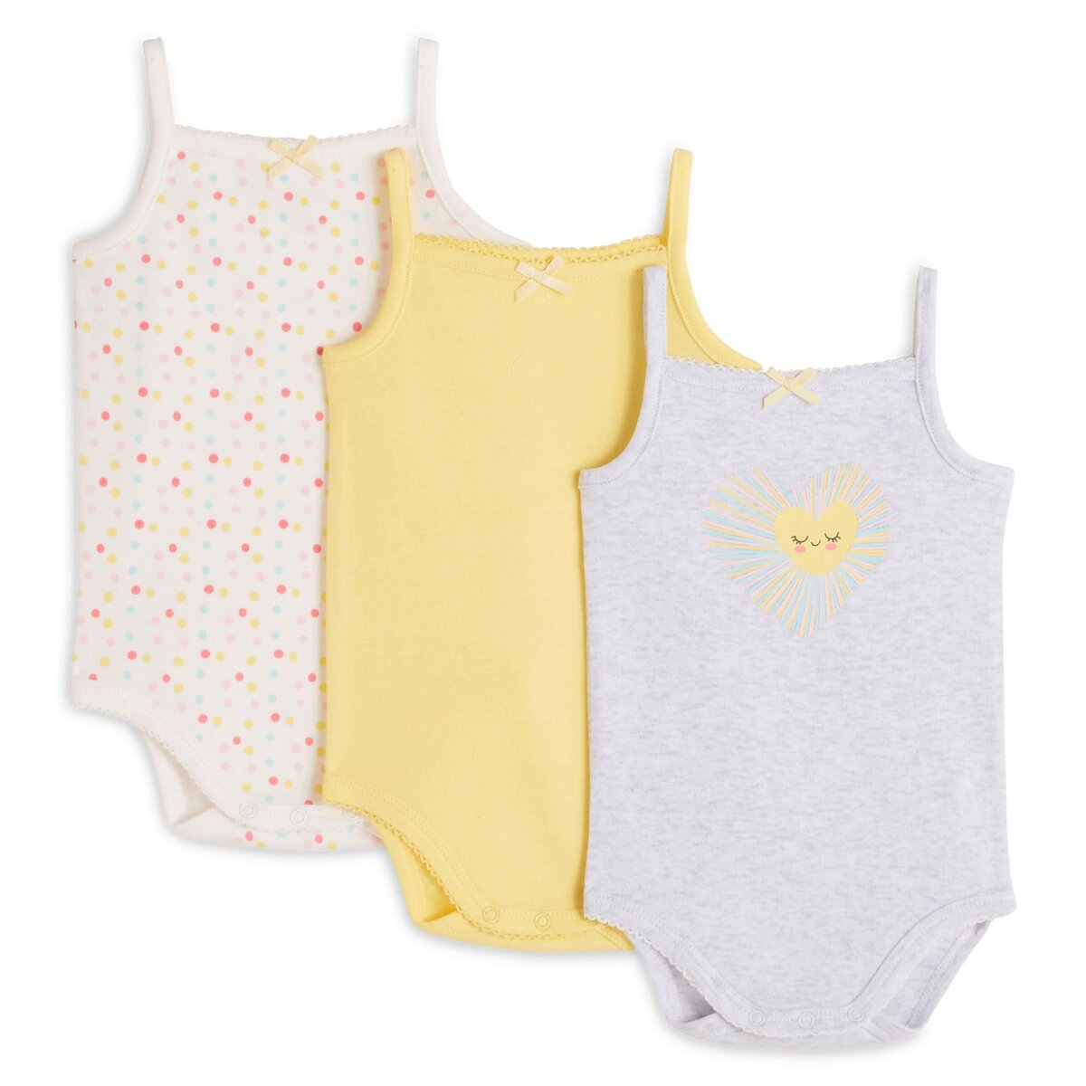 Lot de 3 bodies unis à bretelles pour bébé fille