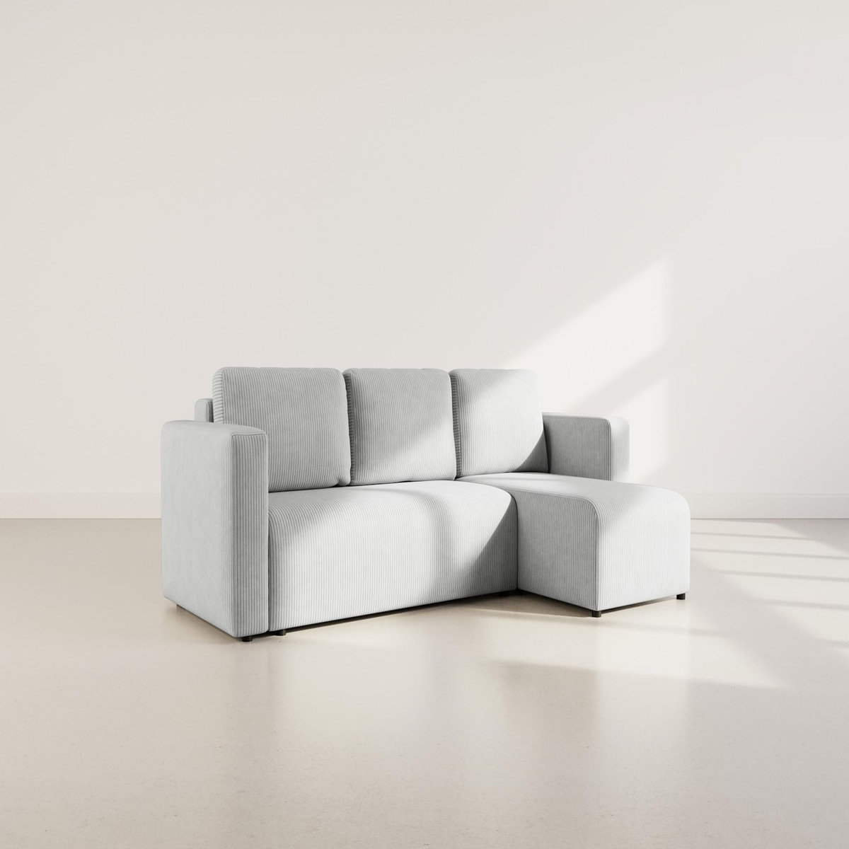 BEST MOBILIER Canopy - canapé d'angle réversible 4 places convertible avec coffre en velours côtelé