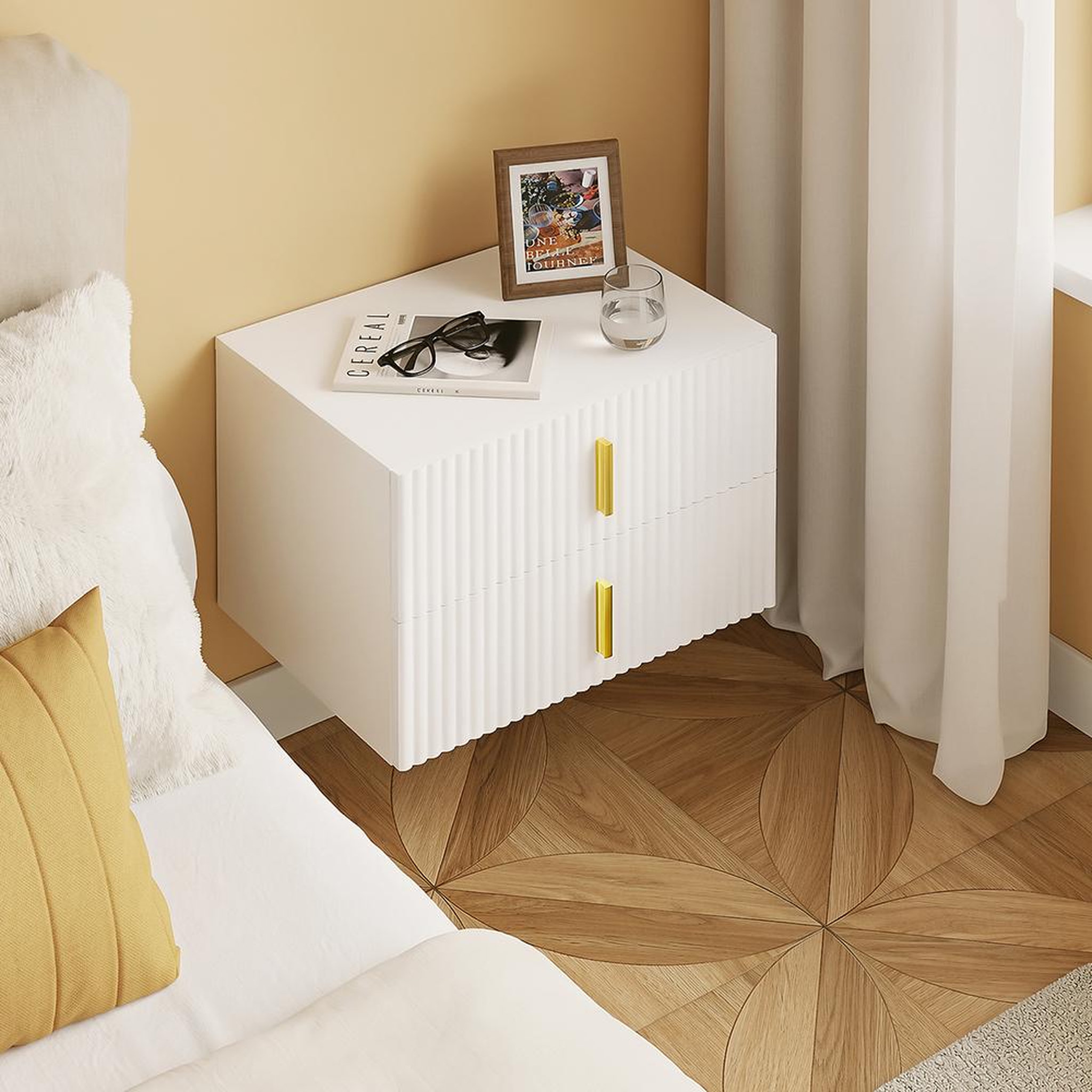 Voir la diapositive 4 : SOBUY Chevet 2 Tiroirs Blanc 40x30x30cm FBT177-E-W