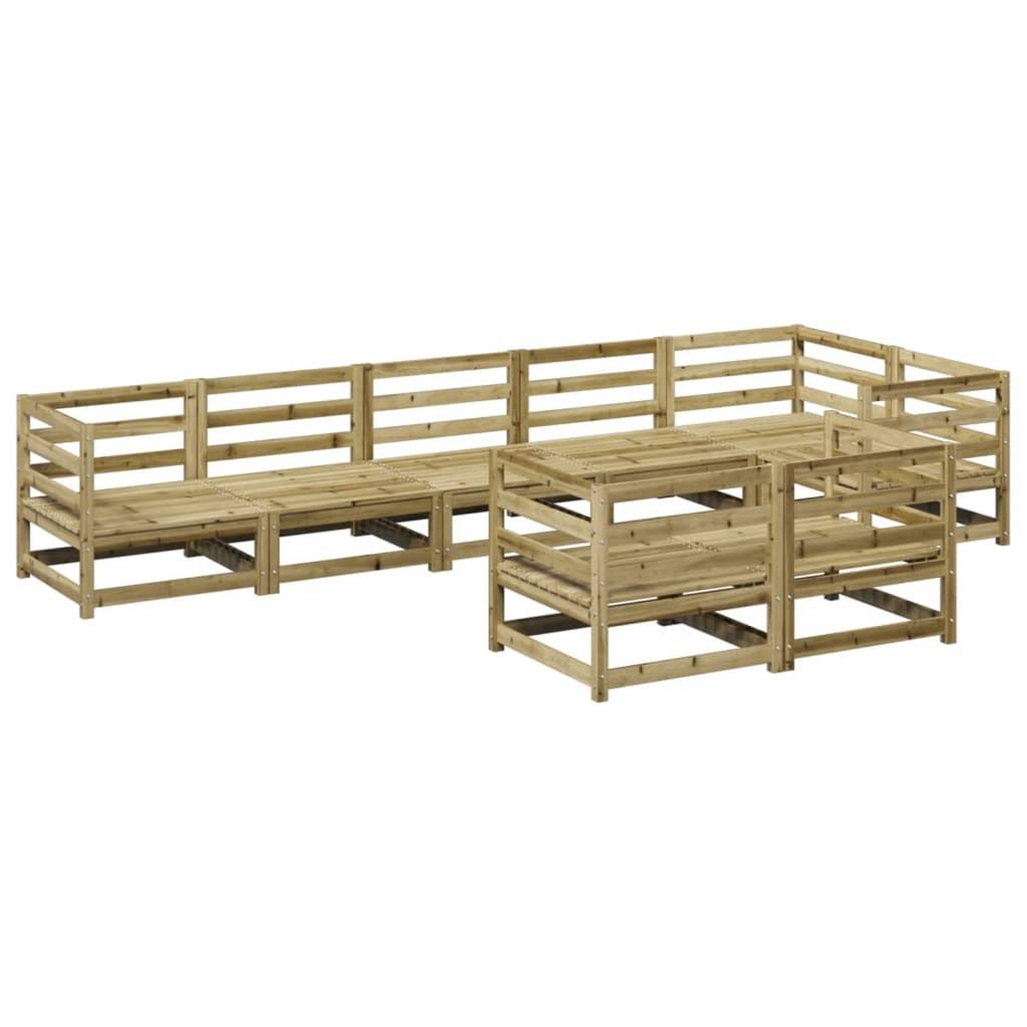 Voir la diapositive 2 : VIDAXL Salon de jardin 8 pcs bois de pin impregne