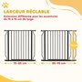 Voir la diapositive 4 : PAWHUT Barrière de sécurité chien réglable 75-95 cm - porte verrouillable - sans perçage - acier ABS noir