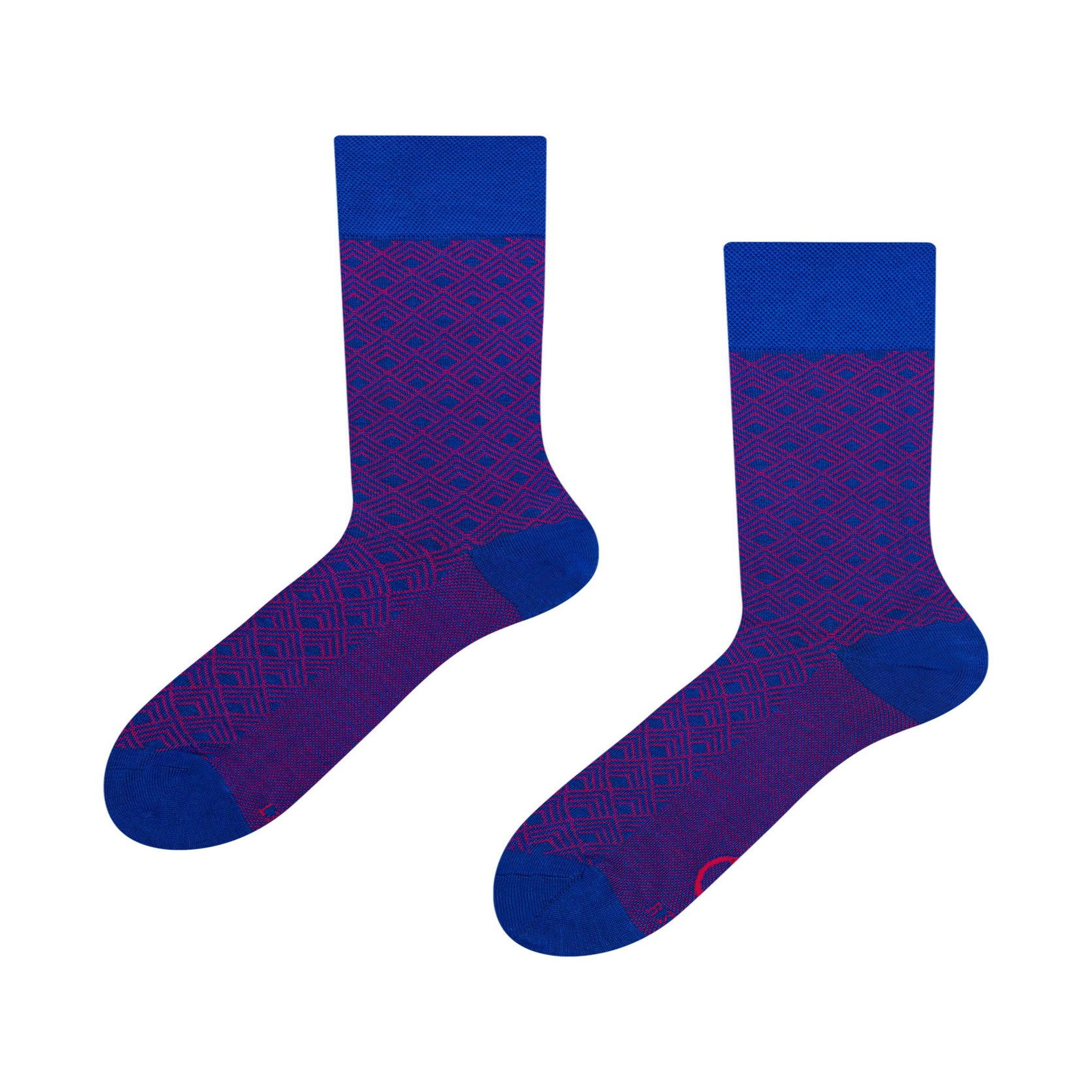 DEDOLES Chaussettes bambou jacquard bleues et magenta. Coloris disponibles : Bleu