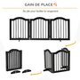 PAWHUT Barrière de sécurité barrière modulable pliable pour animaux de compagnie - piètement support - dim. 154,5L x 61H cm - MDF bois noir