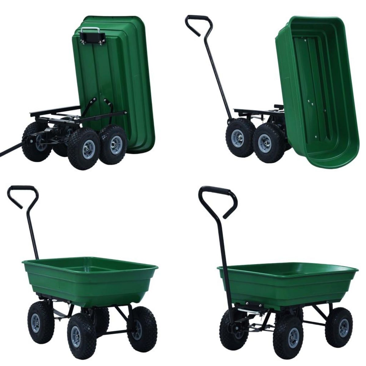 VIDAXL Chariot a main de jardin 300 kg 75 L Vert
