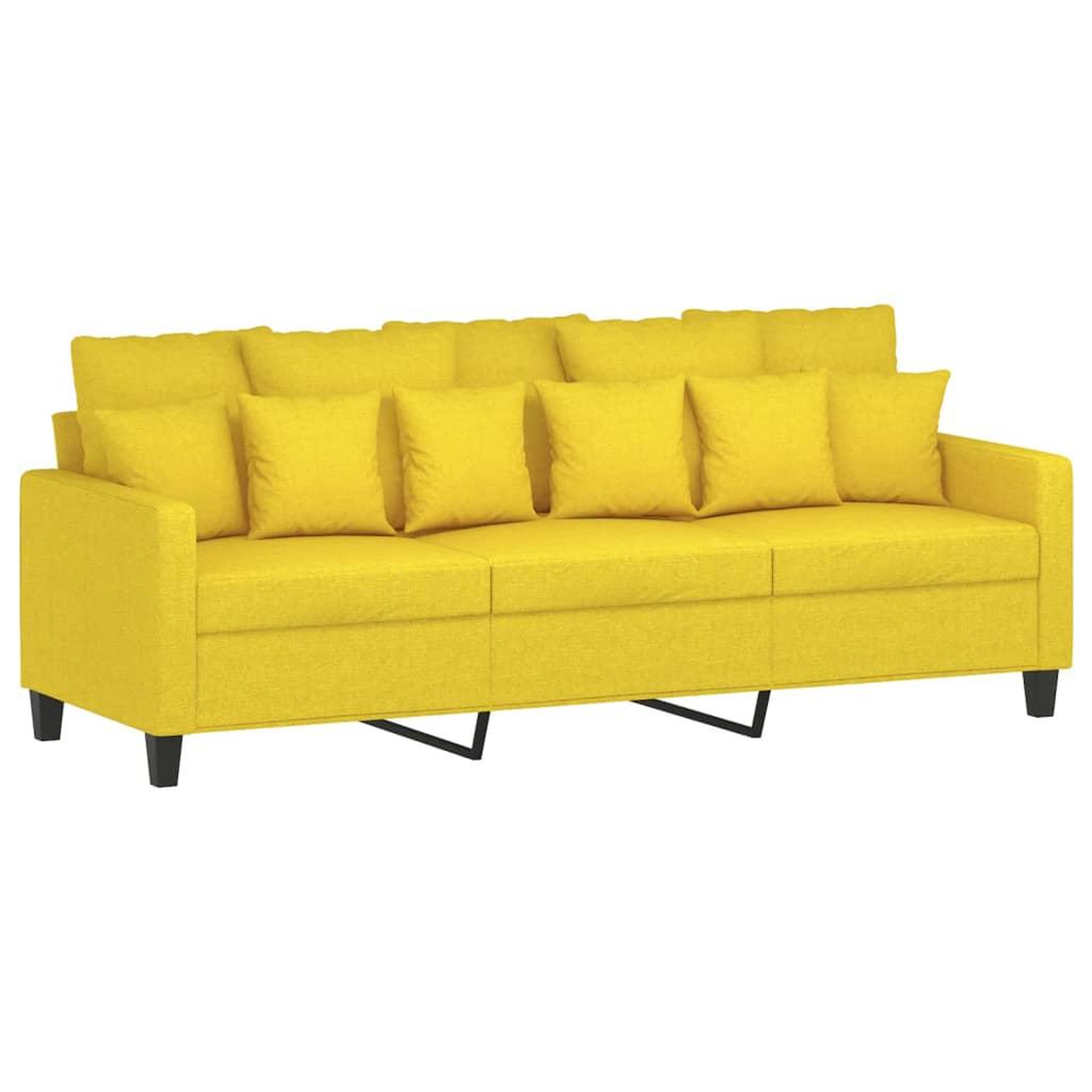 Voir la diapositive 4 : VIDAXL Canape a 3 places avec repose-pieds Jaune clair 180 cm Tissu