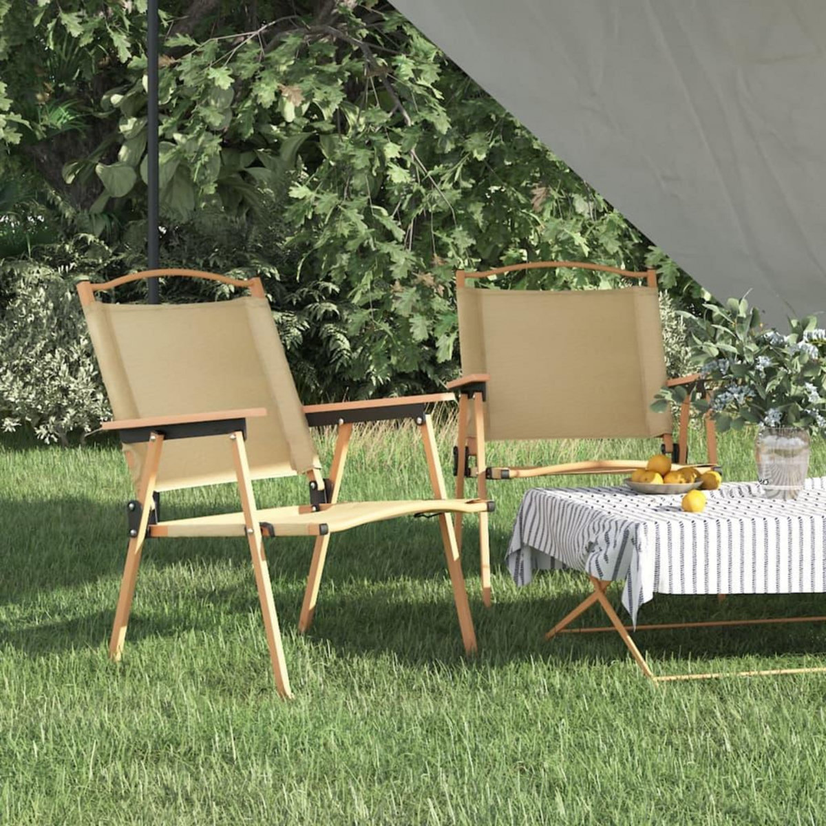 VIDAXL Chaises de camping lot de 2 Beige 54x55x78 cm Tissu Oxford