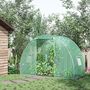 Voir la diapositive 2 : OUTSUNNY Serre de jardin tunnel surface sol 4,5 m² dim. 3L x 1,5l x 2H m châssis tubulaire renforcé porte zippée 2 fenêtres enroulables vert