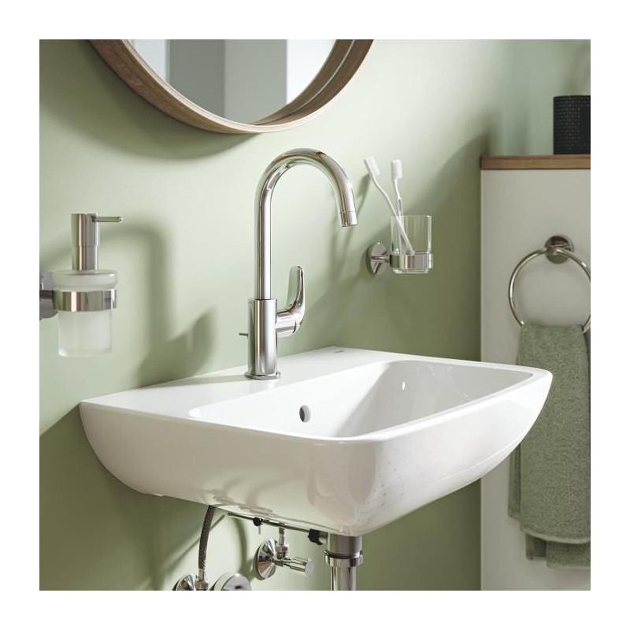 Voir la diapositive 2 : Grohe Mitigeur monocommande lavabo - GROHE Swift - 24330001 - Chromé - Taille L - Bec haut - Economie d'eau