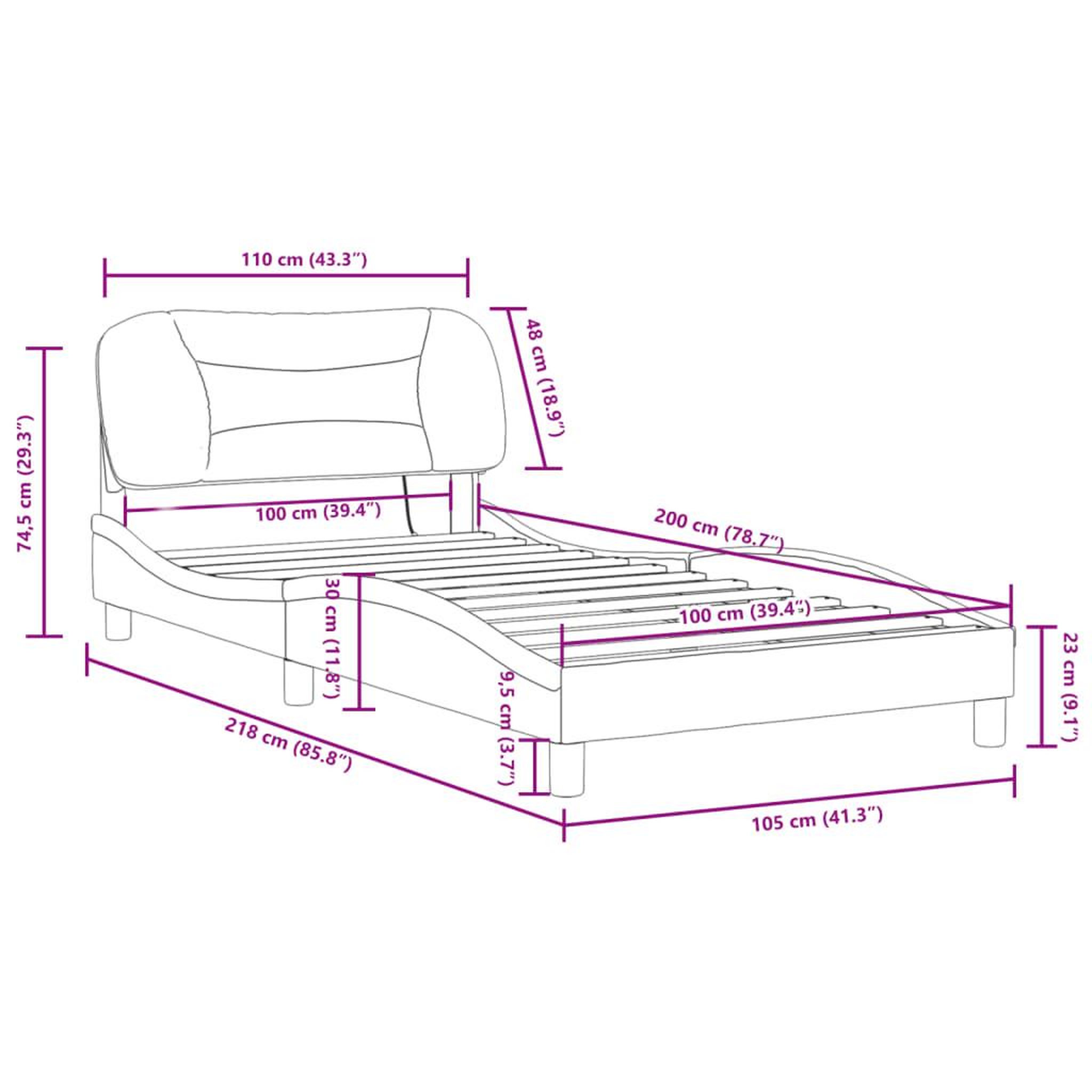 Voir la diapositive 6 : VIDAXL Cadre de lit avec LED sans matelas gris 100x200 cm