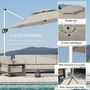 Voir la diapositive 6 : OUTSUNNY Parasol déporté octogonal inclinable rotatif dia. 3 x 2,5 m manivelle piètement croisé métal tissu gris clair