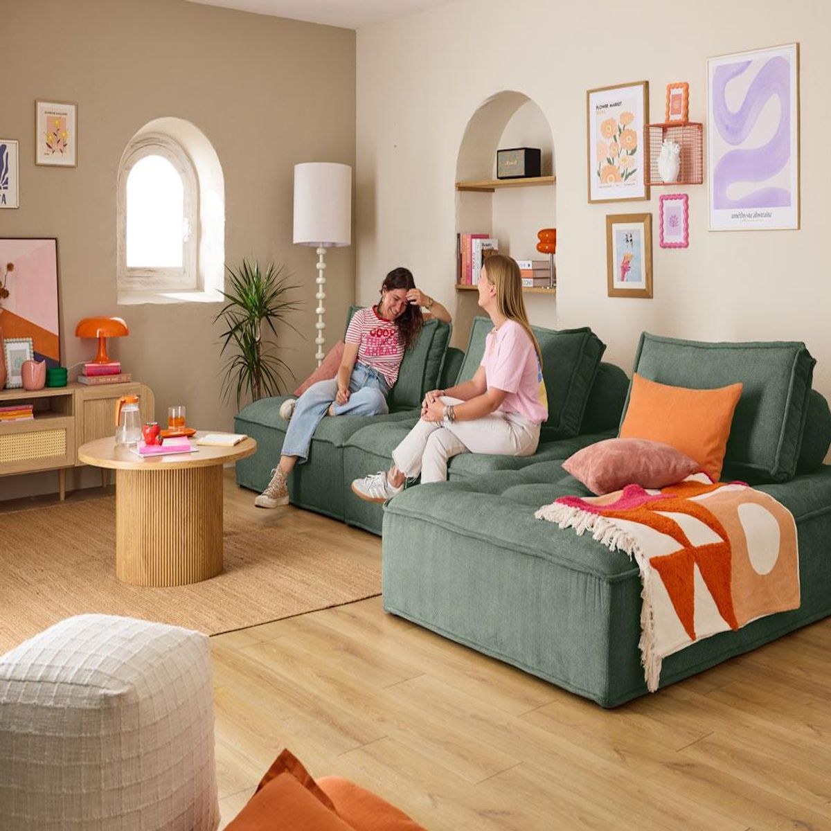 LISA DESIGN Marisol - canapé d'angle modulable 4 places - velours texturé