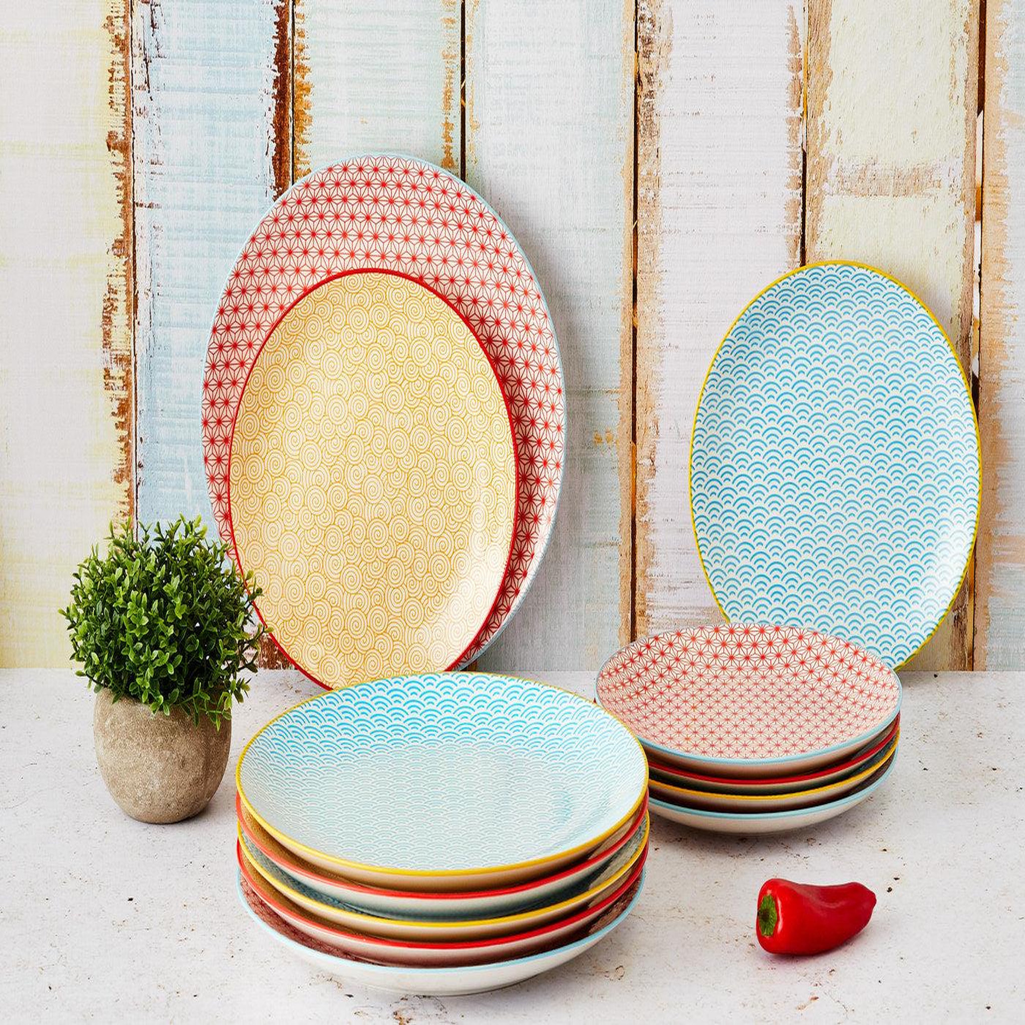 Voir la diapositive 6 : BJORN Assiette pattern ø21cm - 6 pièces - color
