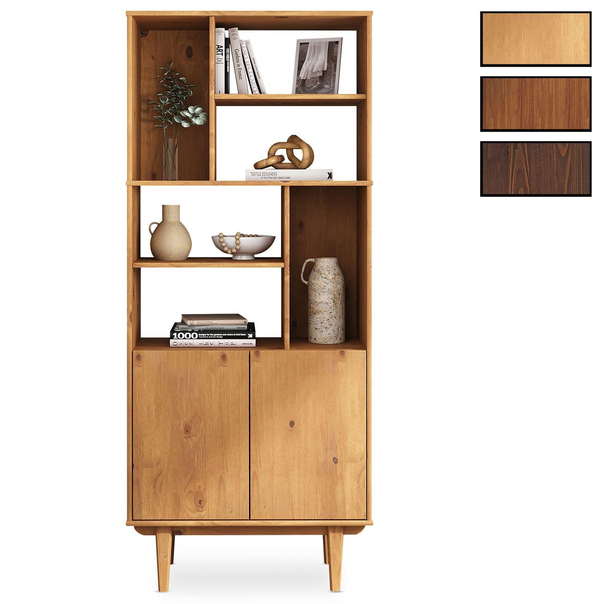 IDIMEX Buffet haut SIMONA H 188 cm en bois massif. Coloris disponibles : Marron