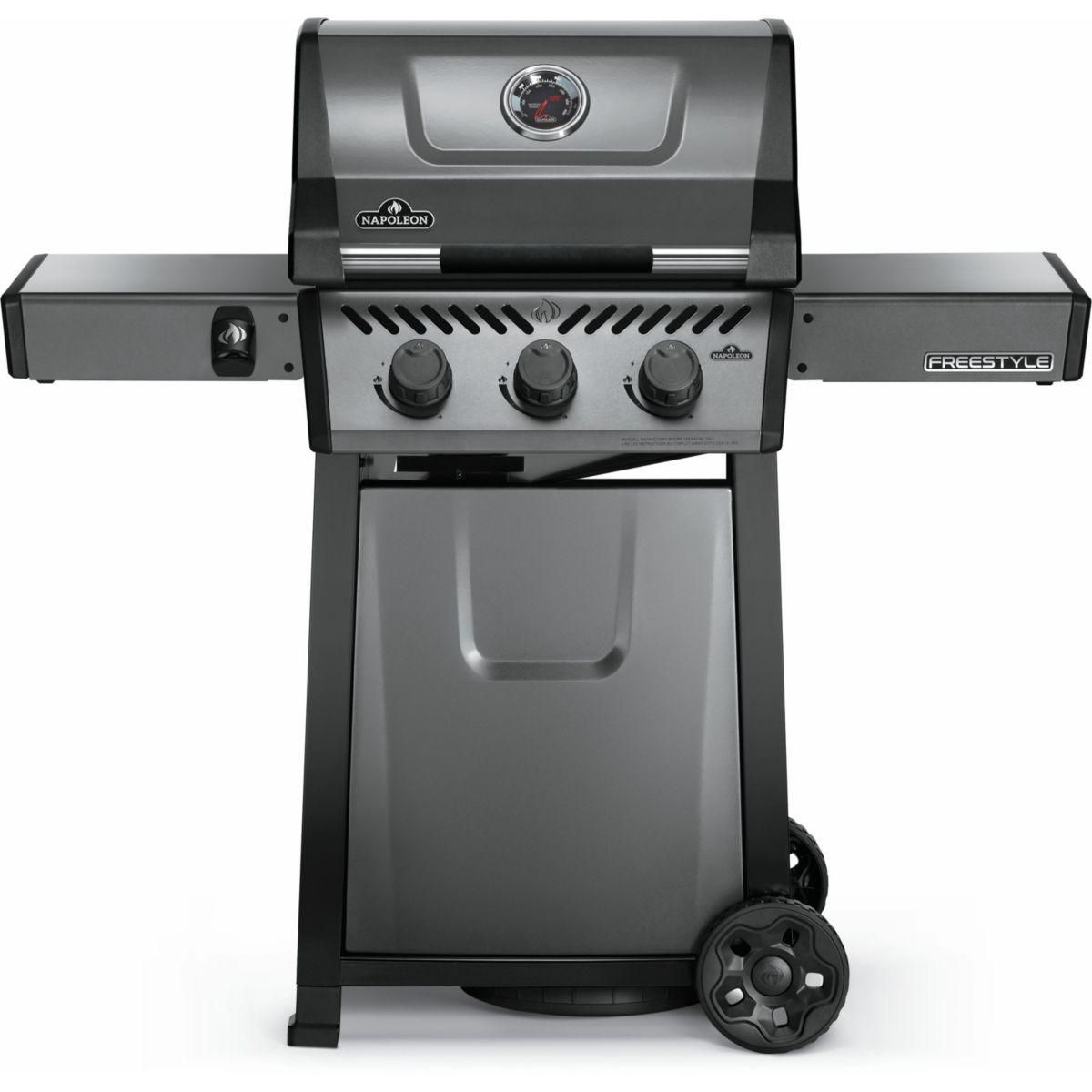 NAPOLEON Barbecue gaz Freestyle F365PGT-FR gris noir 3 brûleurs sur chariot, 51x45 cm