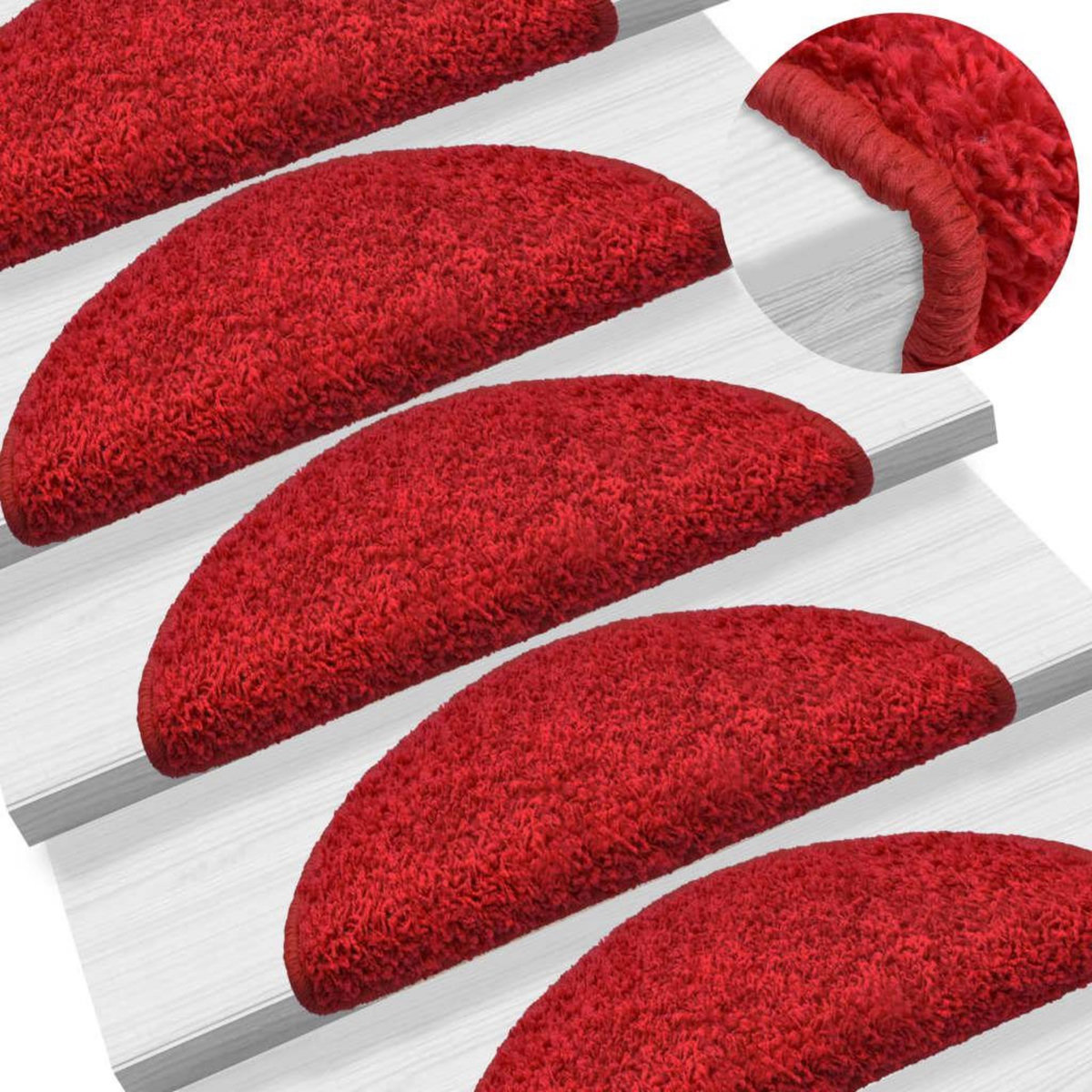 VIDAXL Tapis d'escalier 15 pcs rouge 65x21x4 cm