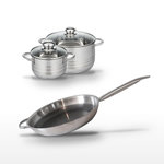 ELO Lot Poêle 32 cm & 2 Faitouts 16/20 cm Elo Relief Solution