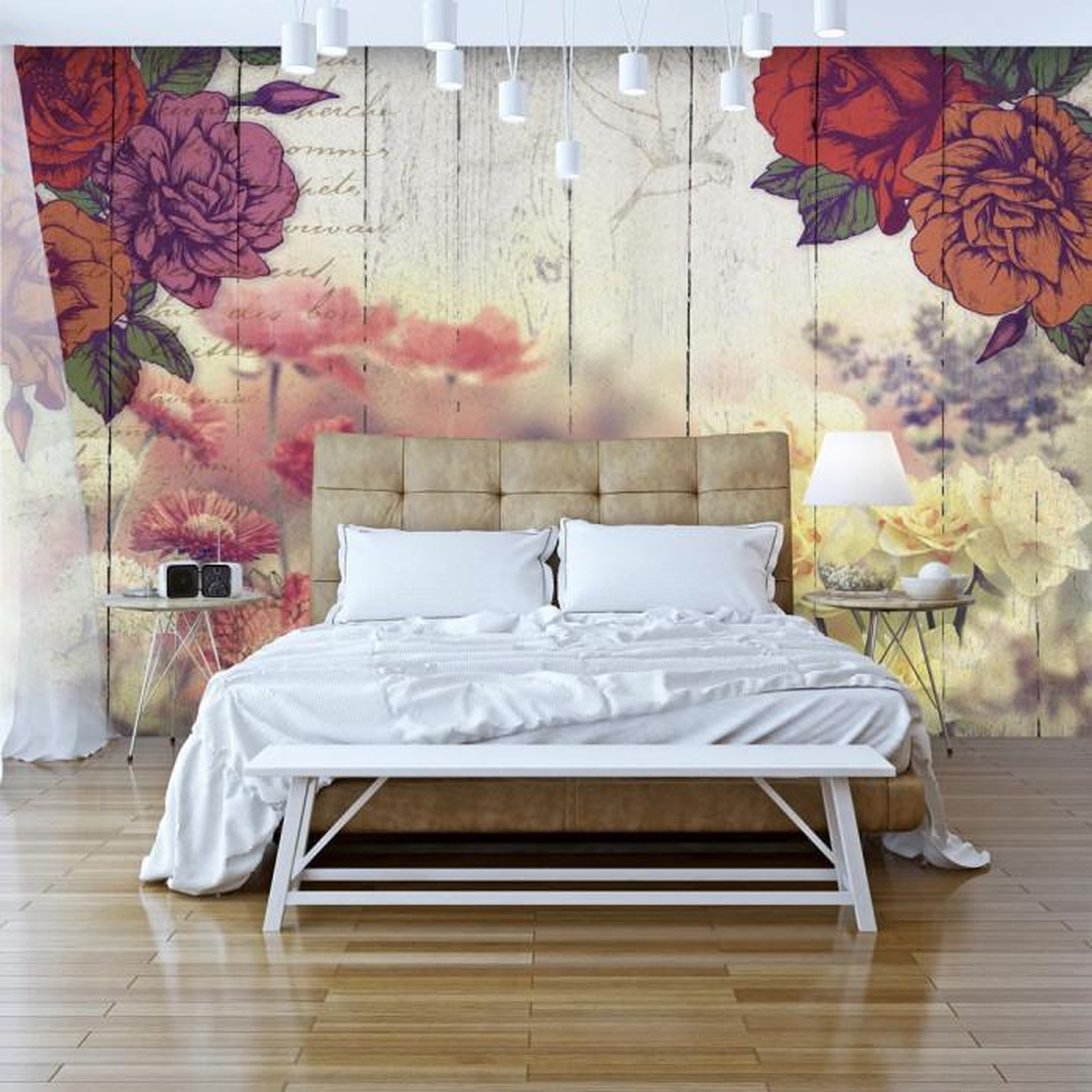Paris Prix Papier Peint  Vintage Flowers. Coloris disponibles : Multicolore