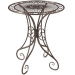 OUTSUNNY Table de jardin ronde 2 places style fer forgé dia. 85 cm métal brun