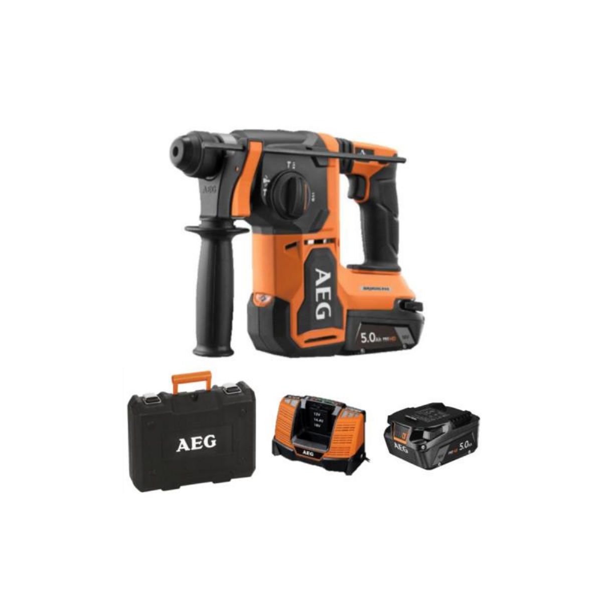 AEG Perforateur burineur SDS+ AEG - BBH18BL2-502C - 18V Brushless - 2 batteries 5,0Ah - Chargeur