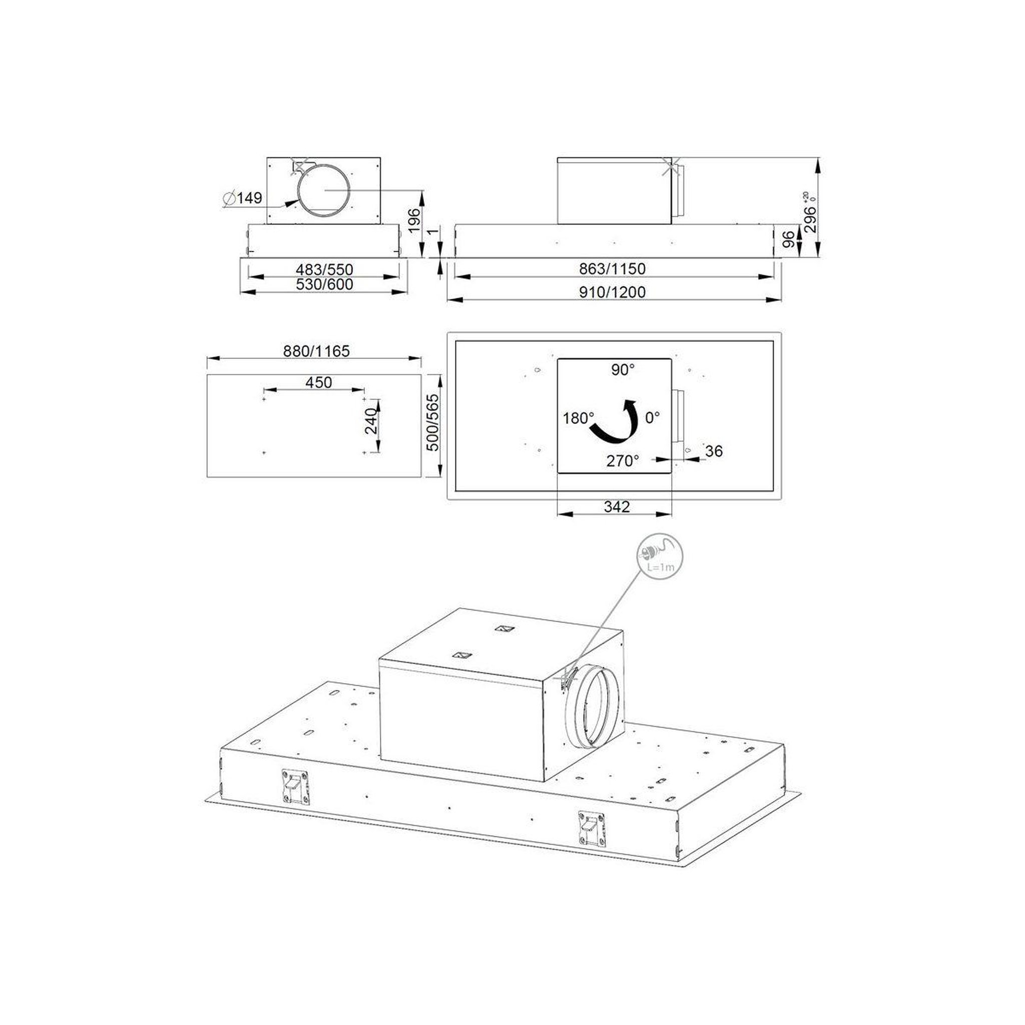 Voir la diapositive 3 : ROBLIN Hotte plafond aqua 900 inox