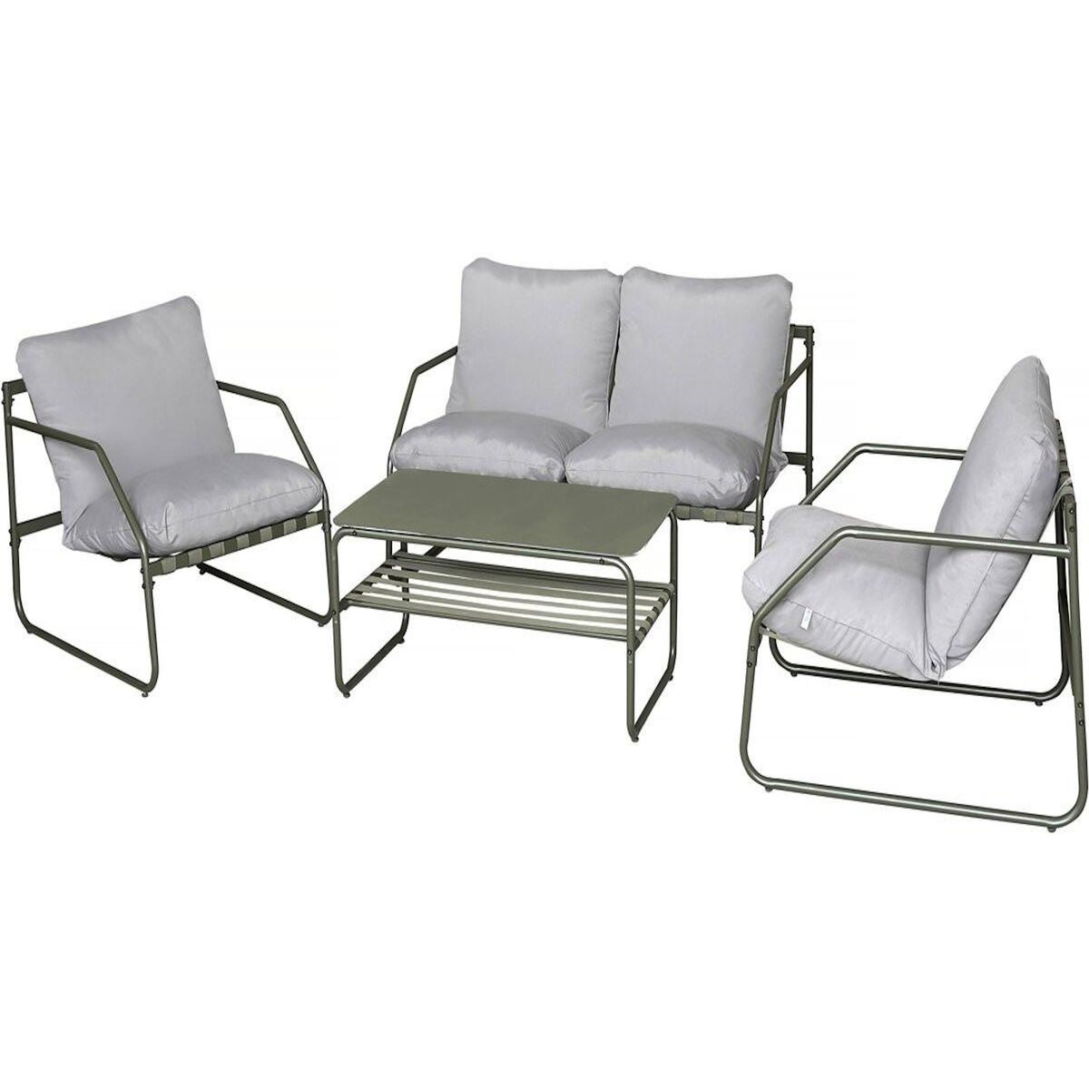 Habitat et Jardin Salon de jardin en métal avec coussins  Sora  - 4 places - Vert