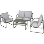 Habitat et Jardin Salon de jardin en métal avec coussins  Sora  - 4 places - Vert