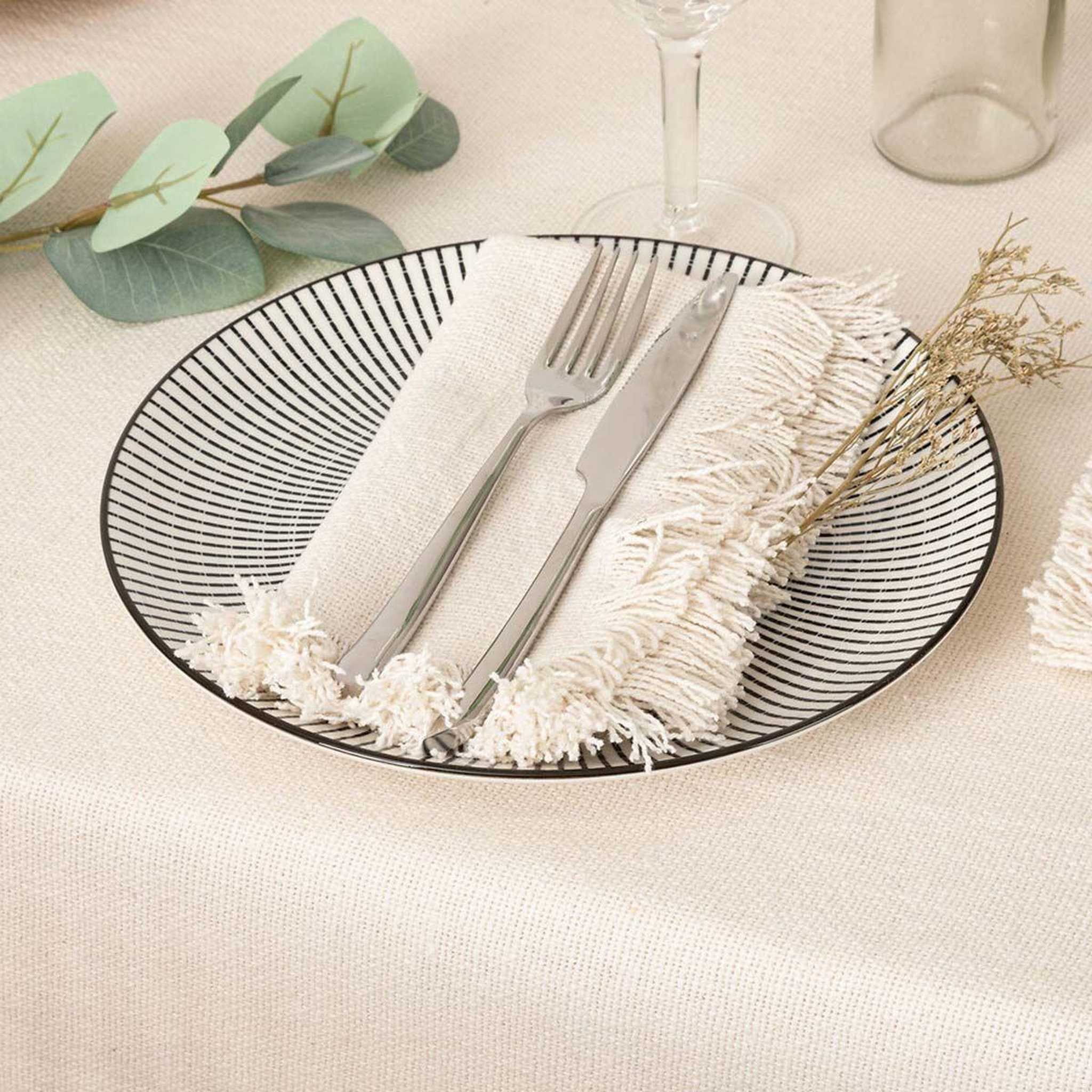 Voir la diapositive 2 : ATMOSPHERA Lot de 2 serviettes de table  maha  40x40cm blanc