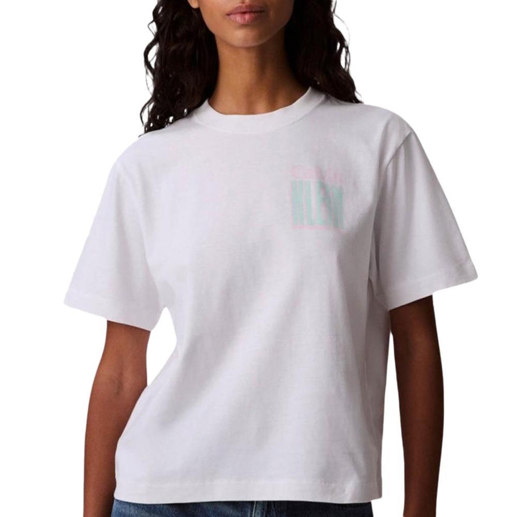 CALVIN KLEIN JEANS T-Shirt Blanc Femme Calvin Klein Jeans Boxy Fit. Coloris disponibles : Blanc