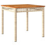 Voir la diapositive 2 : VIDAXL Table de jardin beige 80x80x75 cm resine tressee et bois acacia