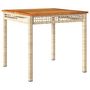 Voir la diapositive 2 : VIDAXL Table de jardin beige 80x80x75 cm resine tressee et bois acacia