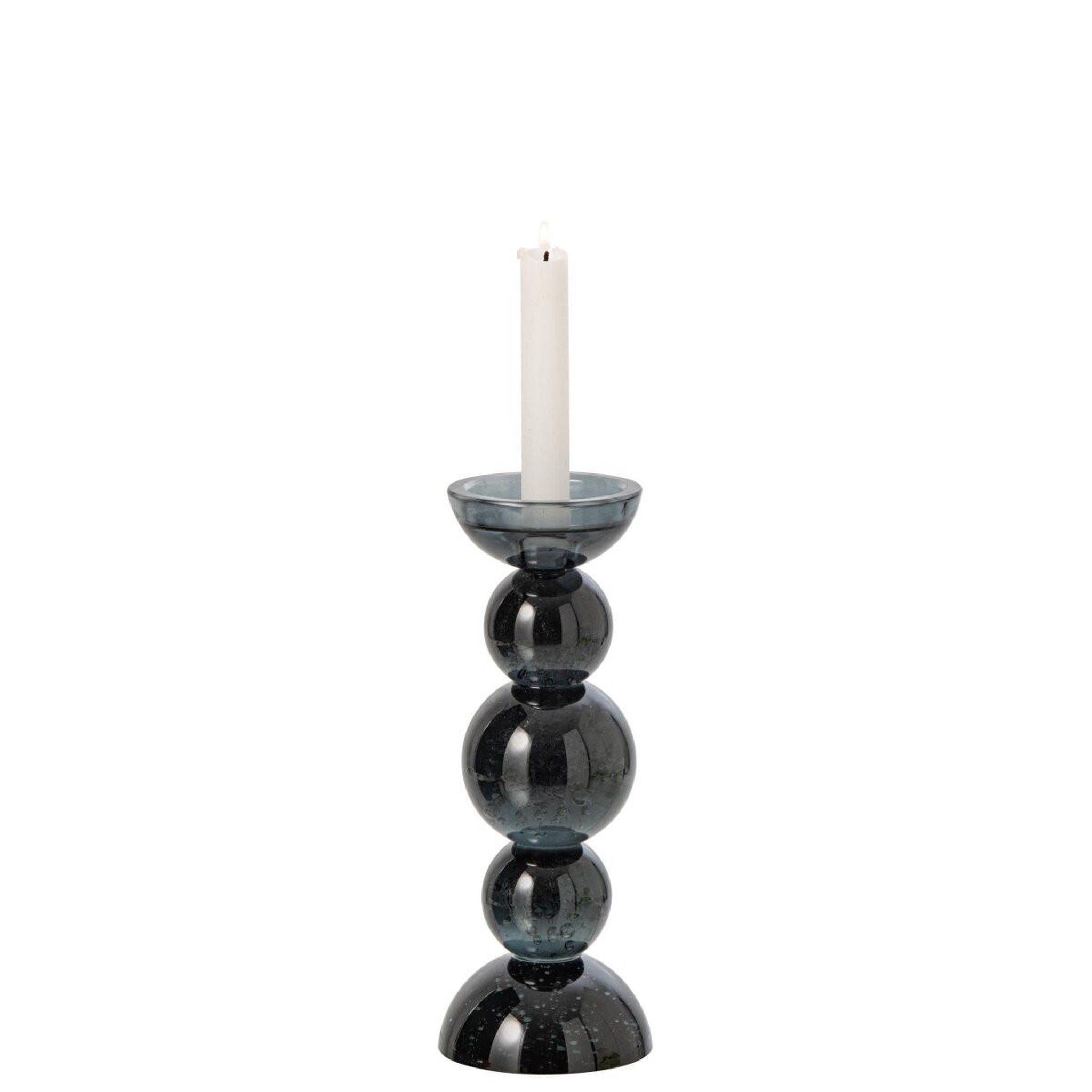 Voir la diapositive 2 : J-LINE Bougeoir Boules en Verre  Dimitri  27cm Bleu Pétrole