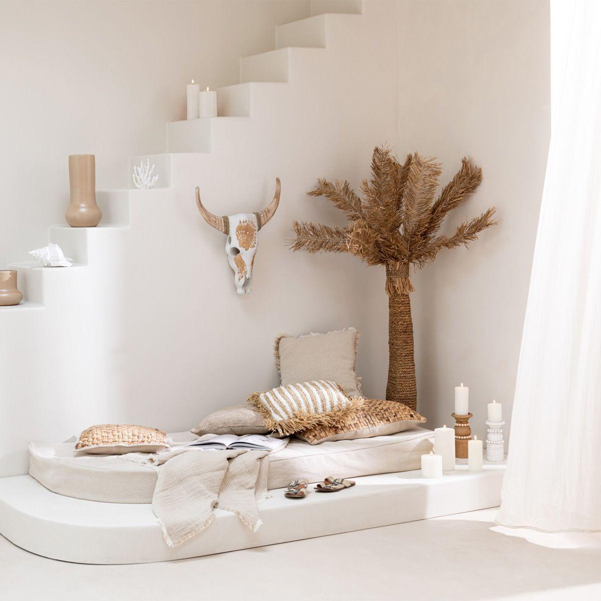 Voir la diapositive 4 : J-LINE Plante artificielle palmier  zostere  170cm naturel