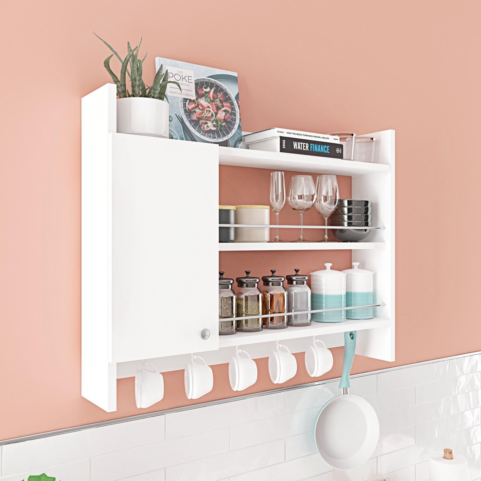 Voir la diapositive 2 : Habitat et Jardin Etagère de cuisine en bois  knerr  - 85 x 13 x 65 cm - blanc