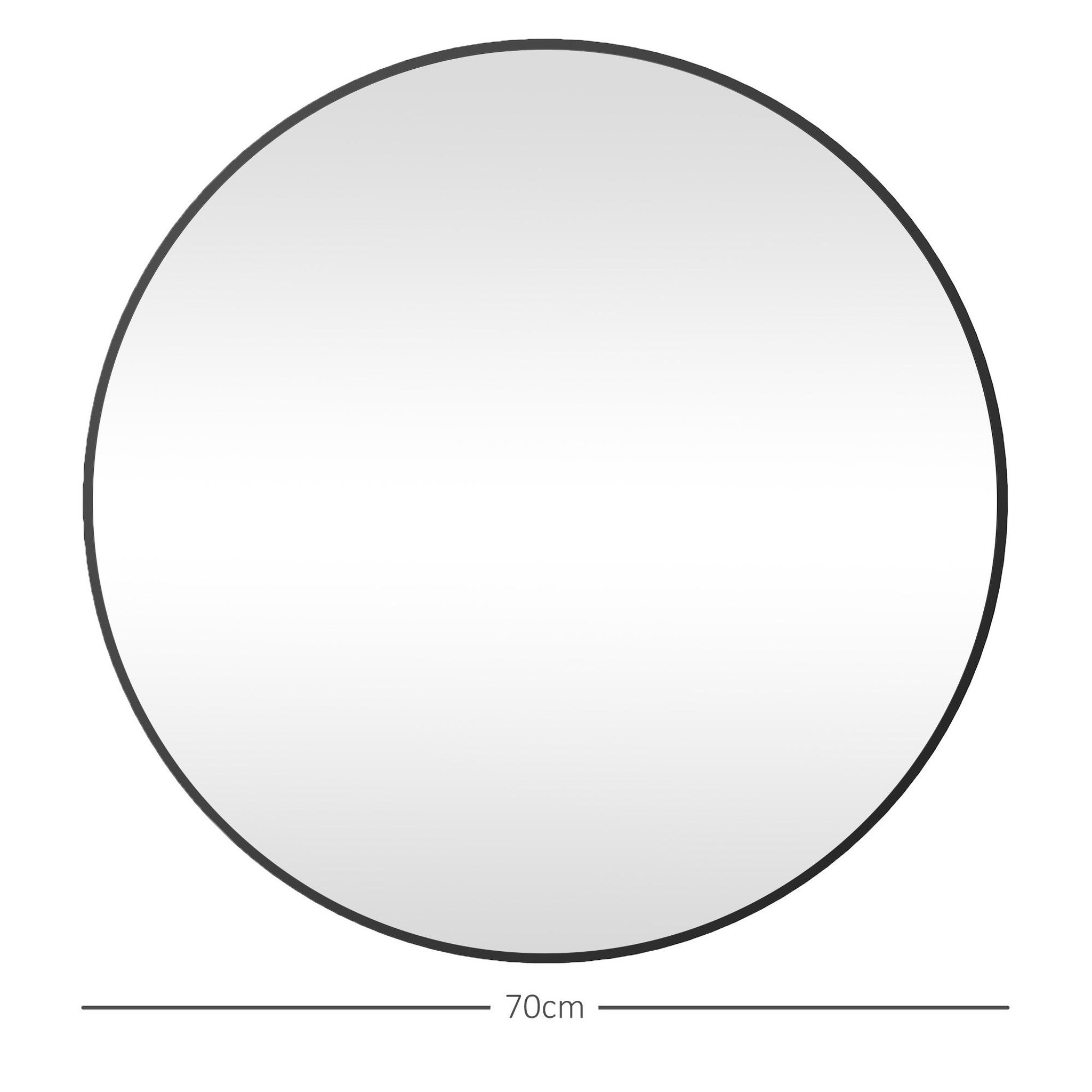 Voir la diapositive 3 : HOMCOM Miroir mural rond dia. 70 cm cadre métal noir