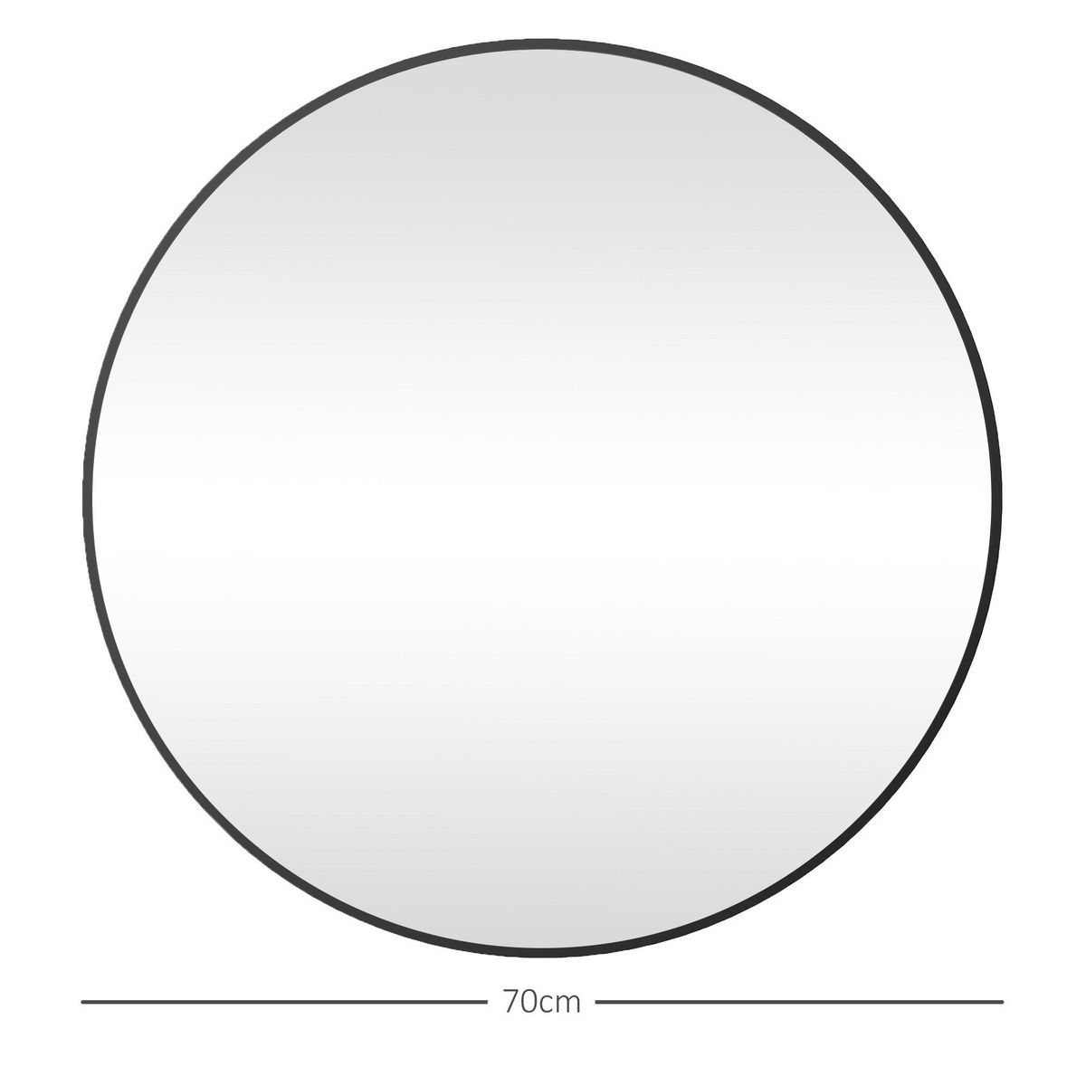 HOMCOM Miroir mural rond dia. 70 cm cadre métal noir