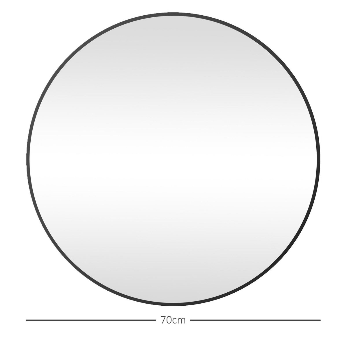 HOMCOM Miroir mural rond dia. 70 cm cadre métal noir