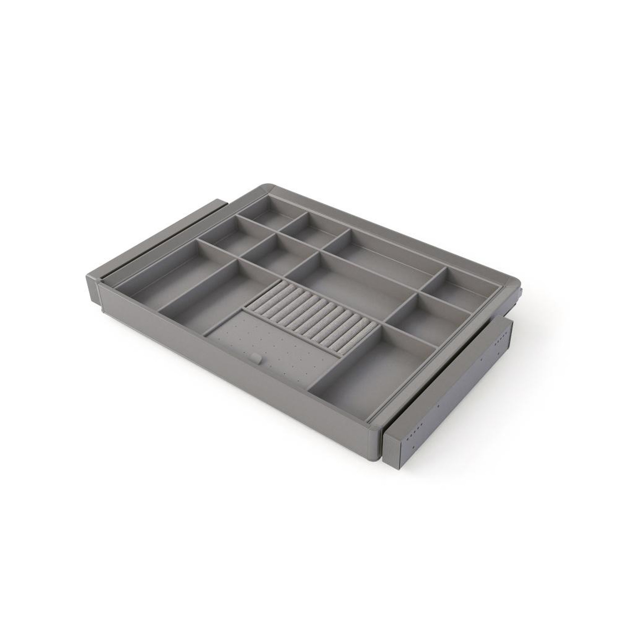 EMUCA SRL Kit tiroir organisateur et rack ajustable Quartz pour armoires -  glissières extension totale et à fermeture douce -  Module 70cm -  Finition Titane