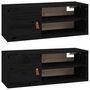 Voir la diapositive 2 : VIDAXL Armoires murales 2 pcs Noir 80x30x30 cm Bois de pin massif