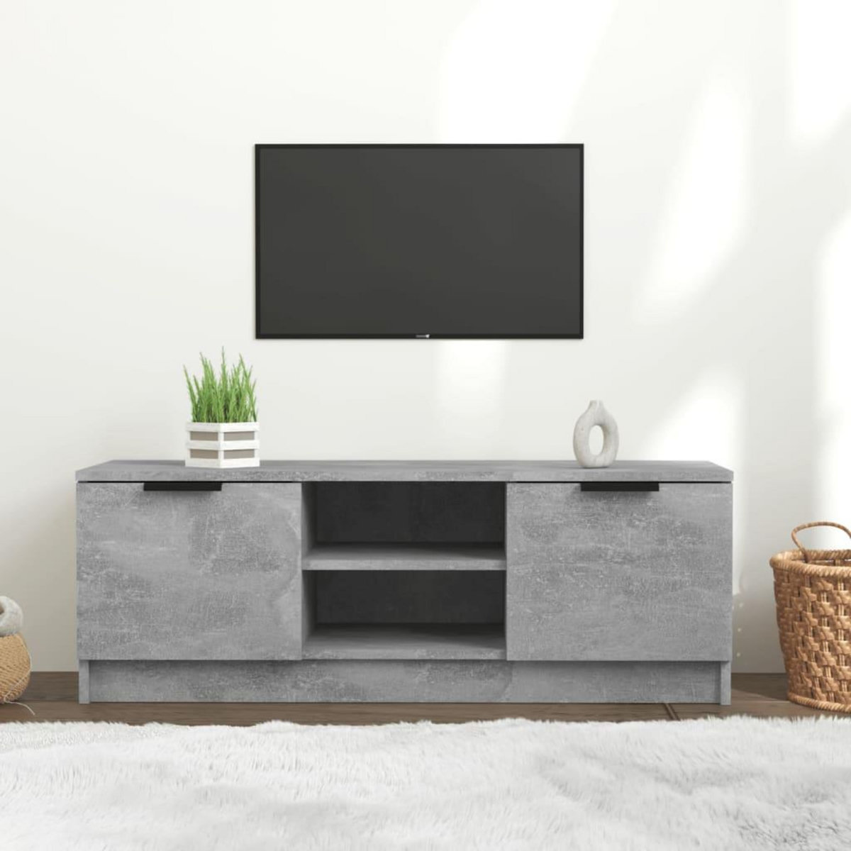 VIDAXL Meuble TV Gris beton 102x35x36,5 cm Bois d'ingenierie