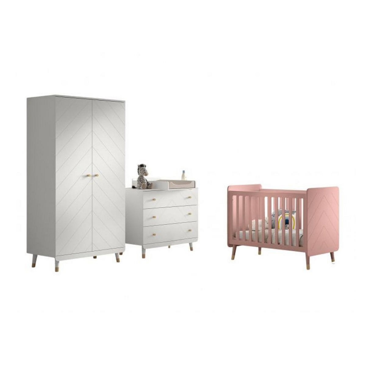 Vipack Billy set Commode armoire blanc lit rose