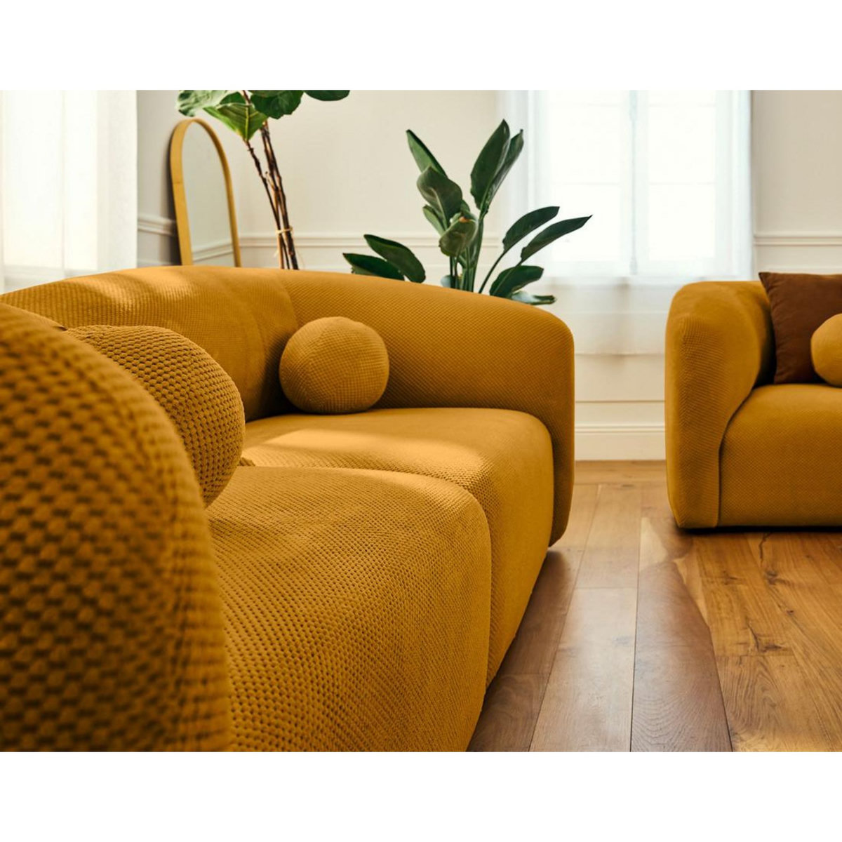 LISA DESIGN Charles - canapé droit 2 places en velours texturé