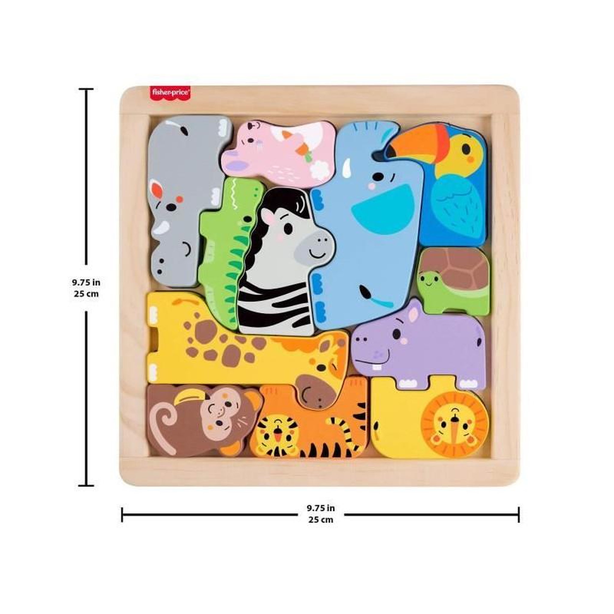 Voir la diapositive 4 : FISHER PRICE Jeu éducatif en bois Animaux – Tri de formes 13 pièces – Apprentissage des couleurs et formes – Dès 1 an – Fisher-Price