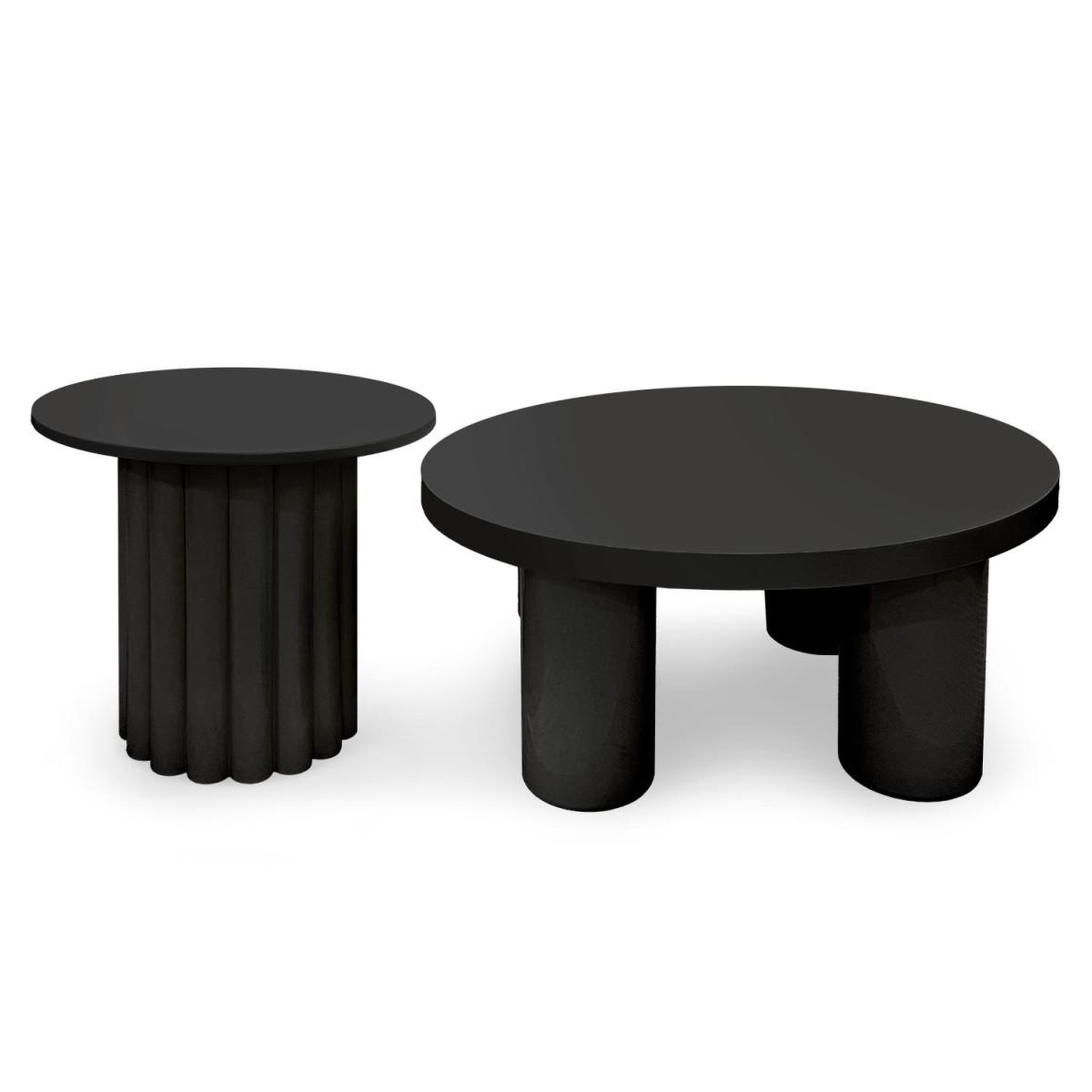 Paris Prix Lot de 2 tables basses rondes  ericka  80cm noir