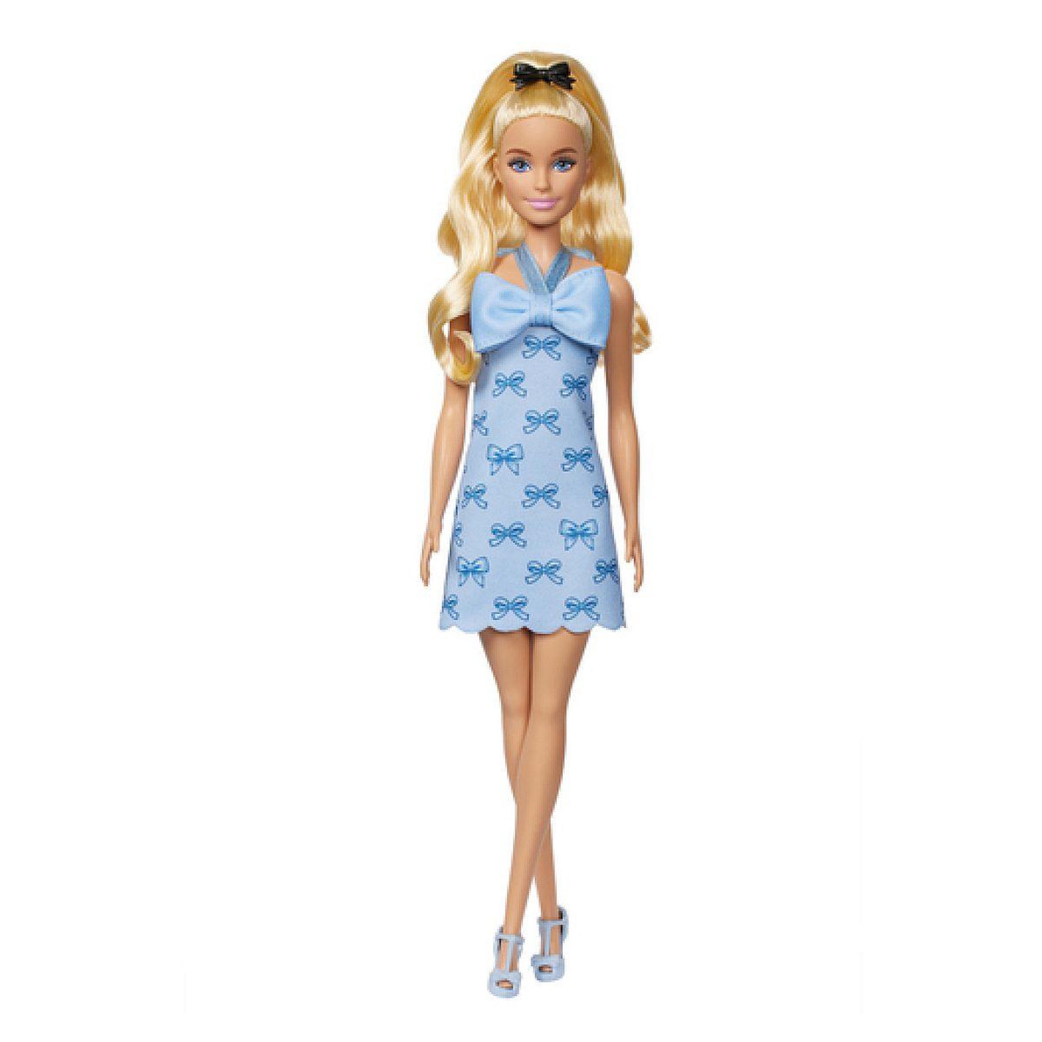 Voir la diapositive 4 : MATTEL Barbie fashionistas – poupee robe dos nu bleu layette